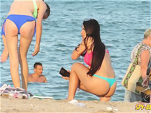 voyeur Beach molten Blue swimsuit thong inexperienced teenager video